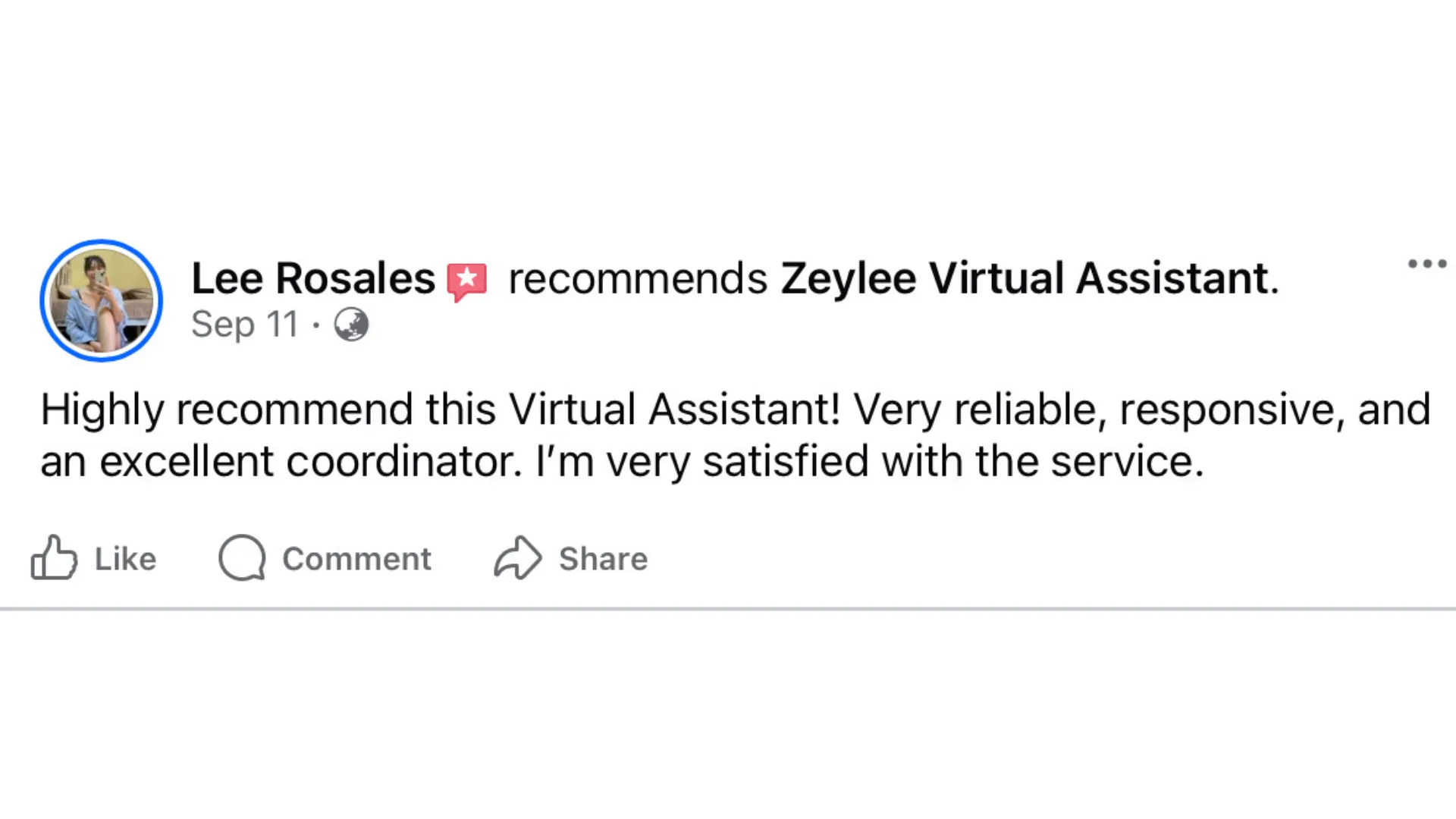 Client Testimonial Feedback Screenshot